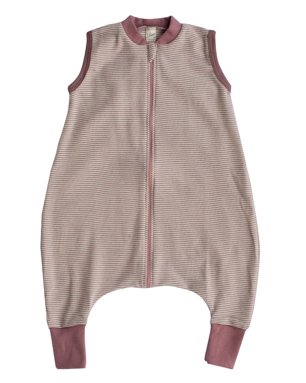 Schlafsack ohne Ärmel mit Füßen aus Wolle-Seide-mix, mauve