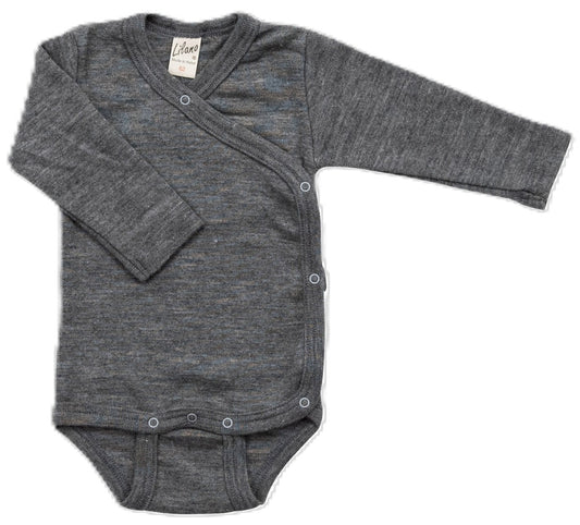 Grauer Wickelbody mit seitlichen Druckknöpfen