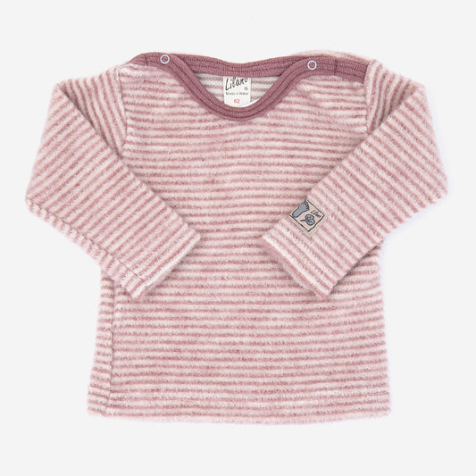 Baby-Shirt Ringel aus Wollfrottee-Plüsch, mauve/natur | Lilano