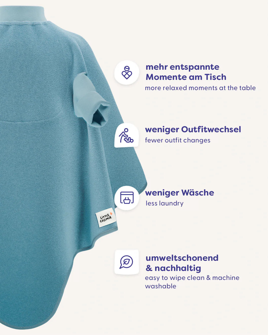 Einfarbiges Frottee Ärmellätzchen Boo Signature in Graublau Dusty Ocean - Funktionen