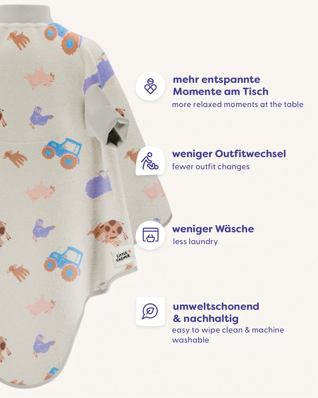Weiches Frottee Ärmellätzchen Boo Signature mit Bauernhof-Motiv Farm Friends - Funktionen