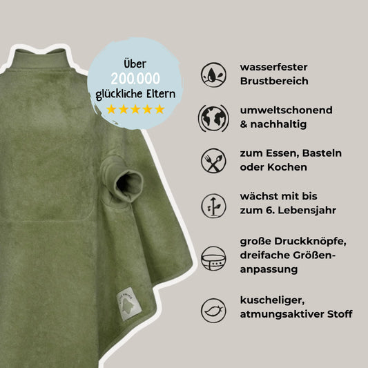 Lätzchen "Boo" , Moss Green. Frottee. wasserdicht | Little Casimir