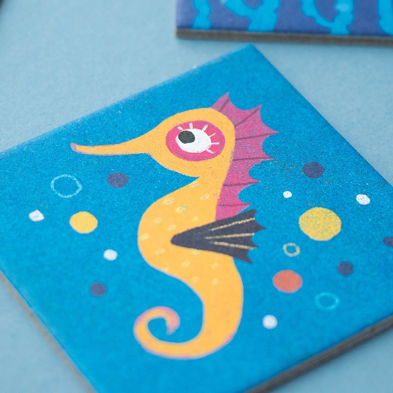Londji Ocean Memory Spiel mit wunderschönen Meeresbewohner Illustrationen - Memorykarte Seepferdchen