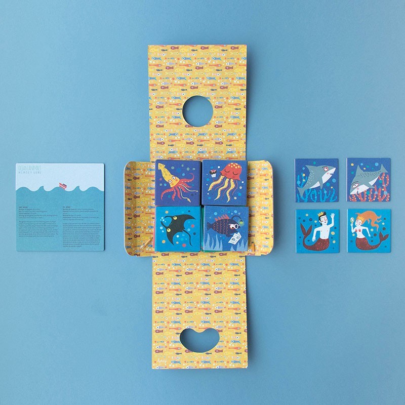 Londji Ocean Memory Spiel mit wunderschönen Meeresbewohner Illustrationen - Schachtel mit einzelnen memorykarten