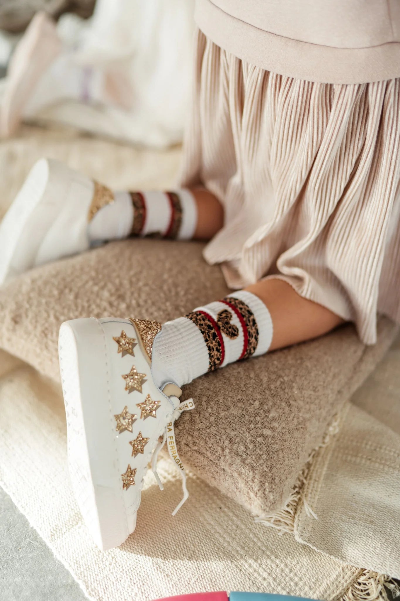Tennisocken Herz Leomuster. Biobaumwolle | LOONES