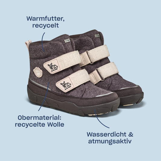 Winterstiefel. Wolle Comfy. Nashorn | Affenzahn