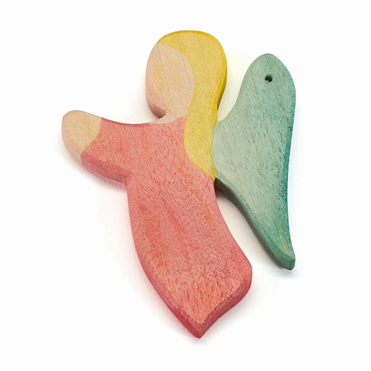 Rotes Ostheimer Englein aus Holz als Weihnachtsbaumschmuck