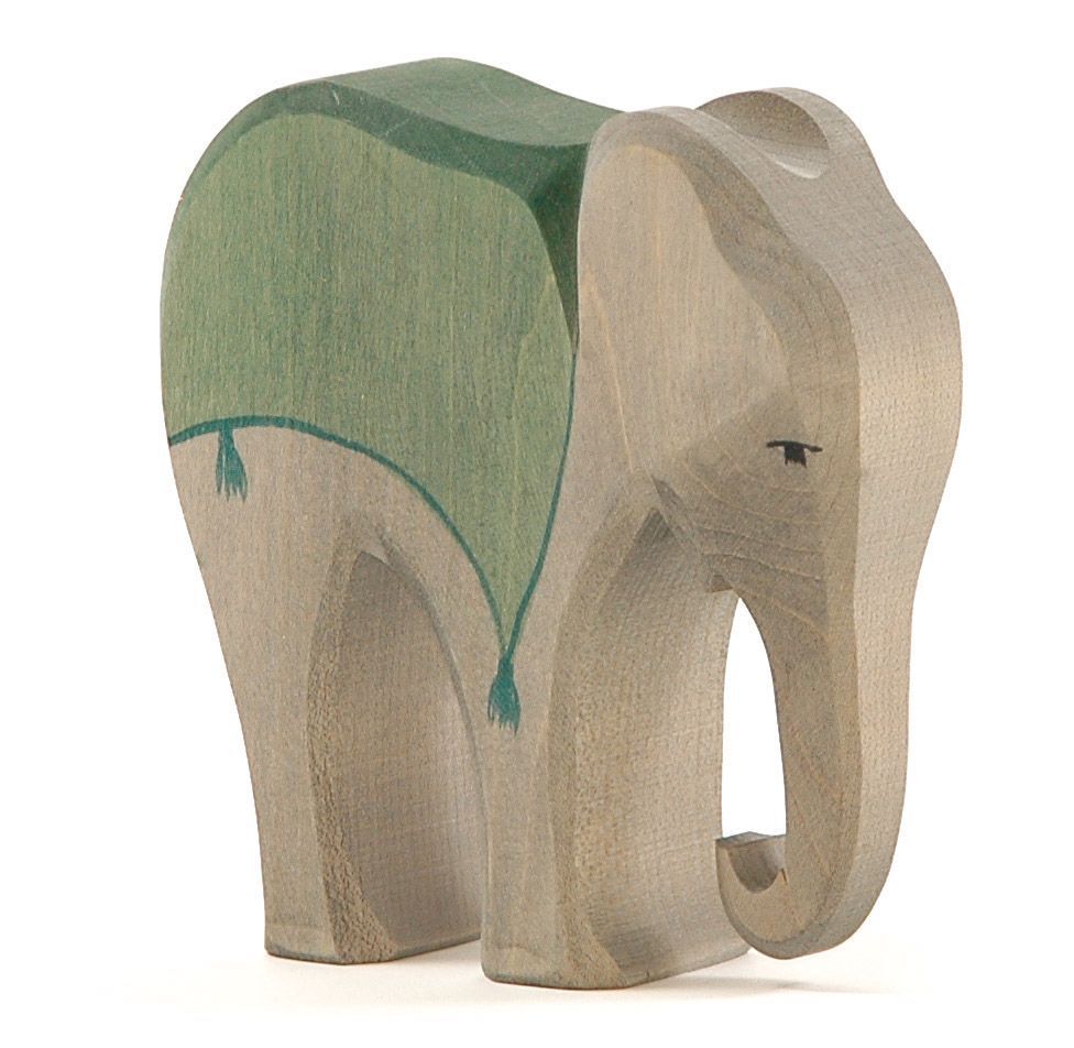 Handbemalter Holz-Elefant mit buntem Sattel von Ostheimer