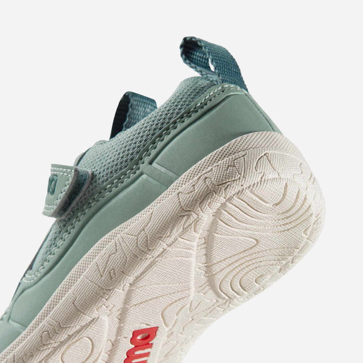 Reima Barfußschuhe Telmin für Kids mit mittelbreiten Füßen und höherem Spann, grün, Nahansicht