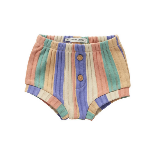 Baby Sommershort. Geribbt. Streifenmuster. Pastell.