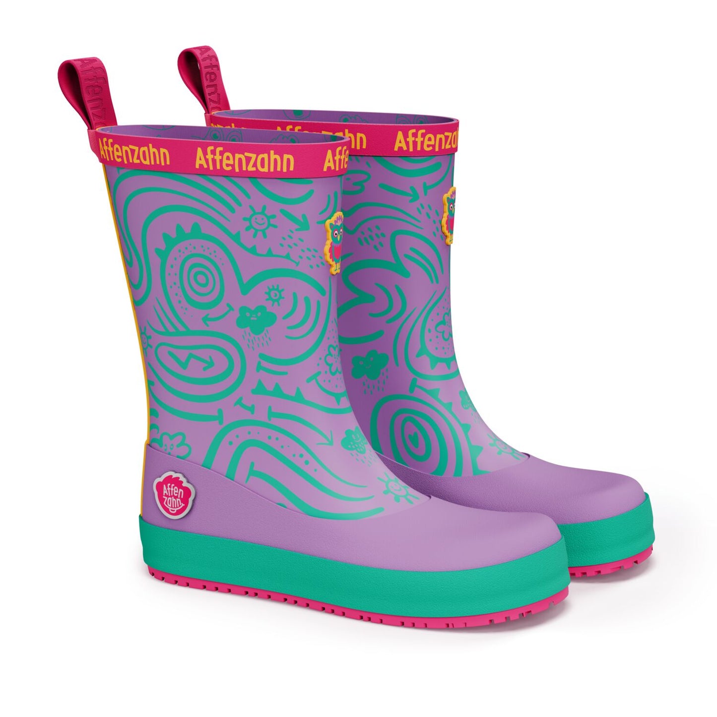 Affenzahn Barfuß-Gummistiefel Eule Lila Barfußsohle1