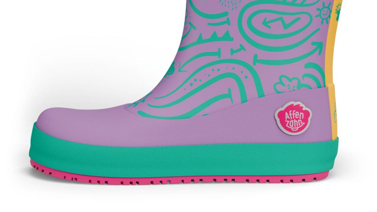 Affenzahn Barfuß-Gummistiefel Eule Lila Barfußsohle4