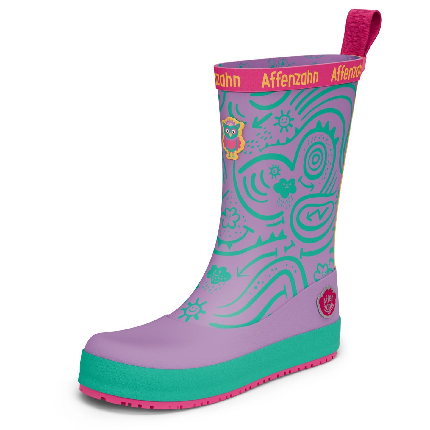 Affenzahn Barfuß-Gummistiefel Eule Lila Barfußsohle9