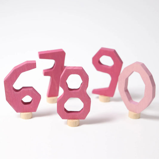 Grimm’s Rosa Zahlenstecker-Set 6–9 und 0
