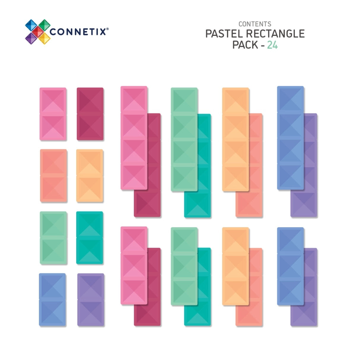 Pastell. Magnetbausteine. 24 Teile. | Connetix