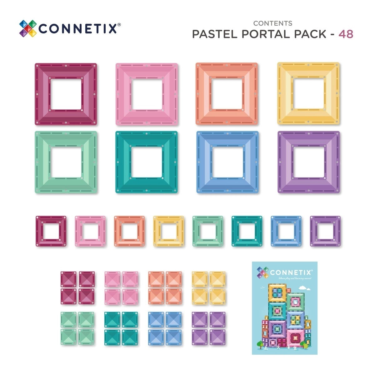 Pastell. Magnetbausteine. Portal Pack 48 Teile. | Connetix
