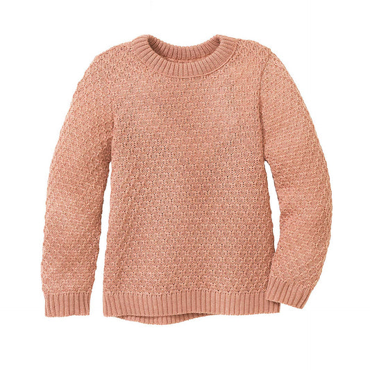 Pullover Aran aus Bio Wolle, rose | disana