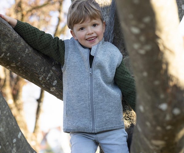 Woll-Walk-Weste mit Reißverschluss - grau | disana