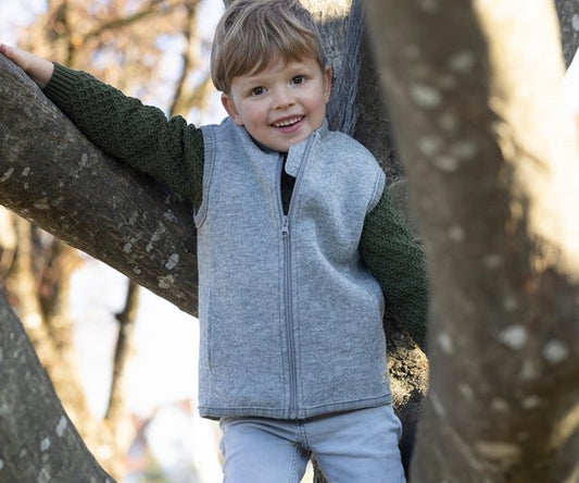 Woll-Walk-Weste mit Reißverschluss - grau | disana