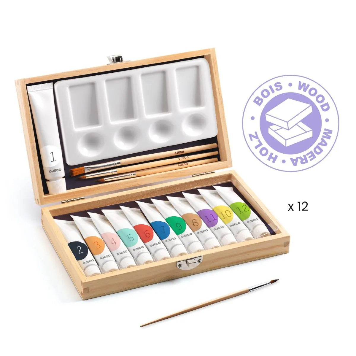 Gouache. Farbkasten. Holzschachtel. 12 Farben | Djeco