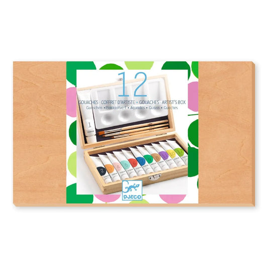 Gouache. Farbkasten. Holzschachtel. 12 Farben | Djeco