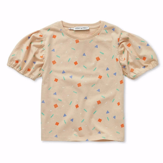 Mädchen Shirt mit Puff Ärmeln und Konfetti Print