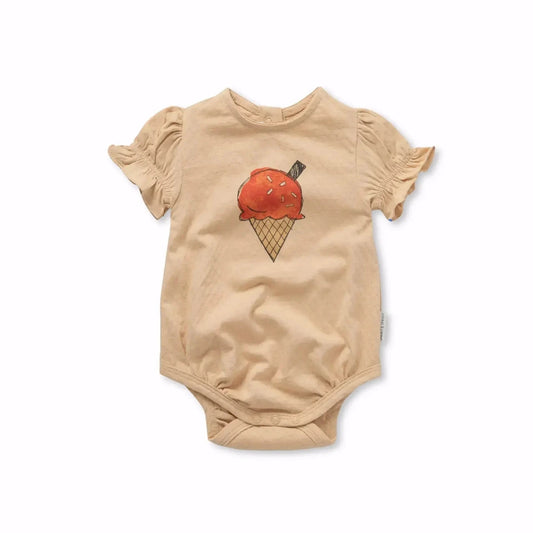 Sommer Kurzarmbody mit Ballonärmeln mit Eis Print