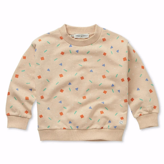 Sweatshirt mit sprinkle print in beige. modernes konfetti 