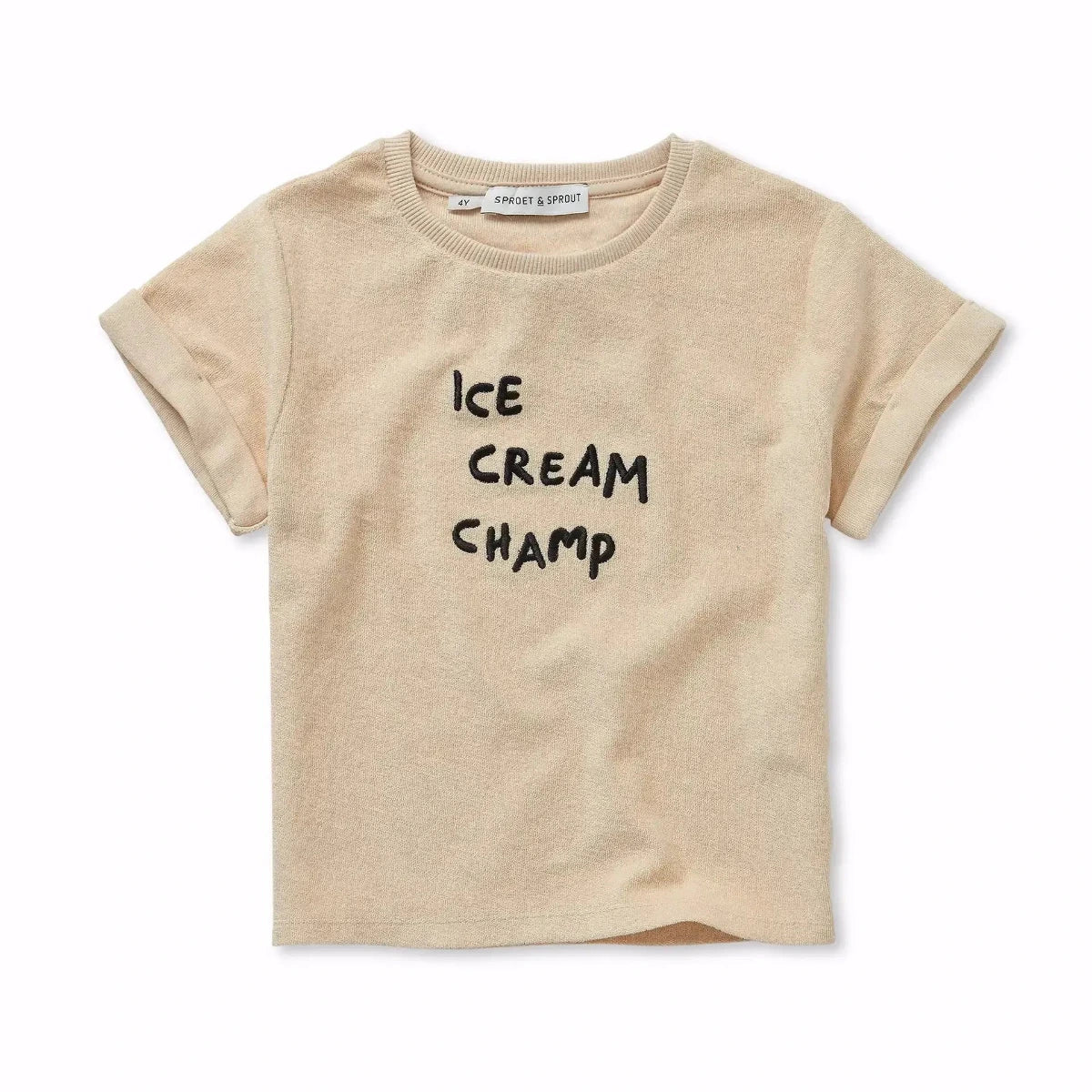 Frottee TShirt in beige mit Schriftzug