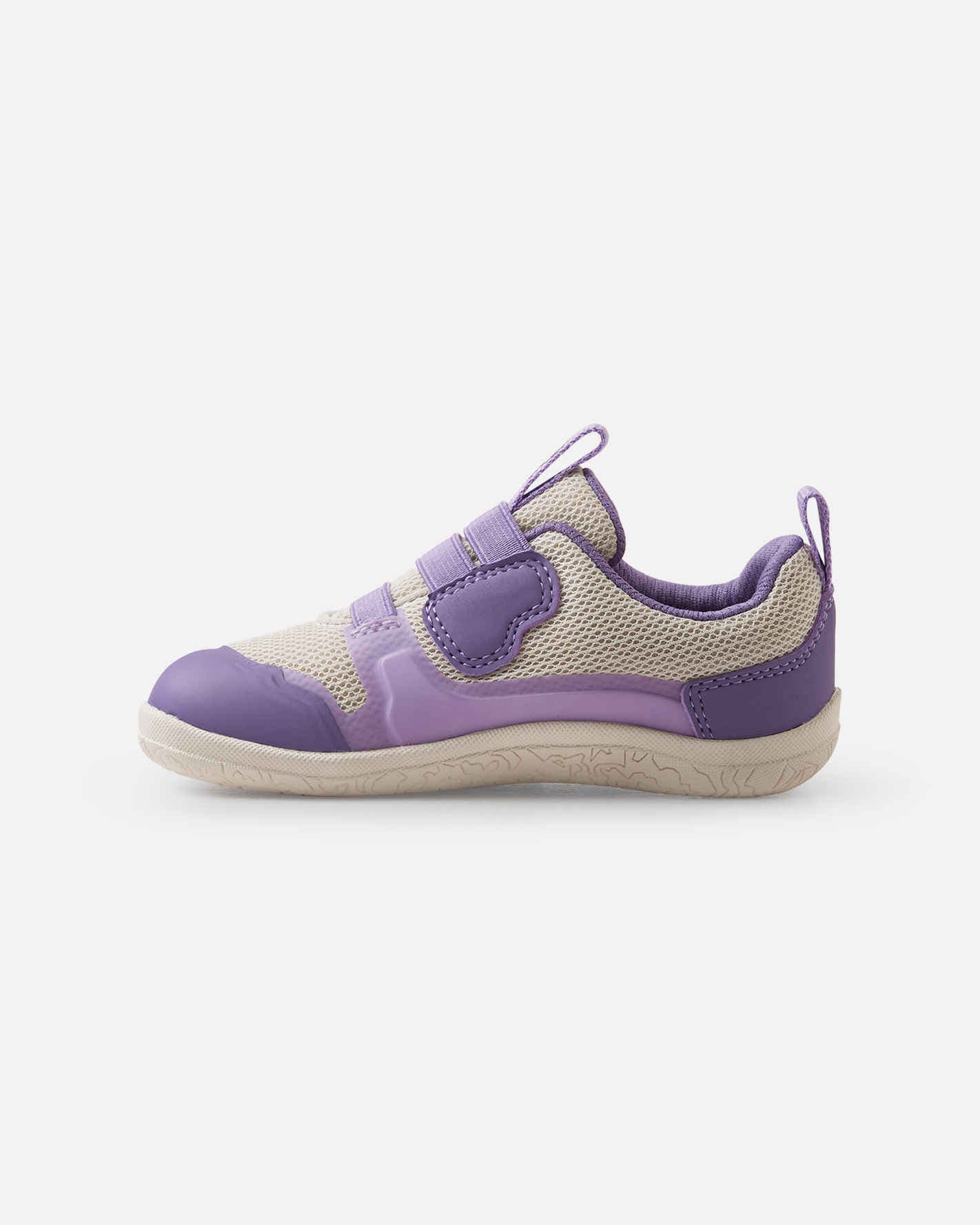 reima barfußschuhe in beige und lila, mit klettverschluß, von der seite innen