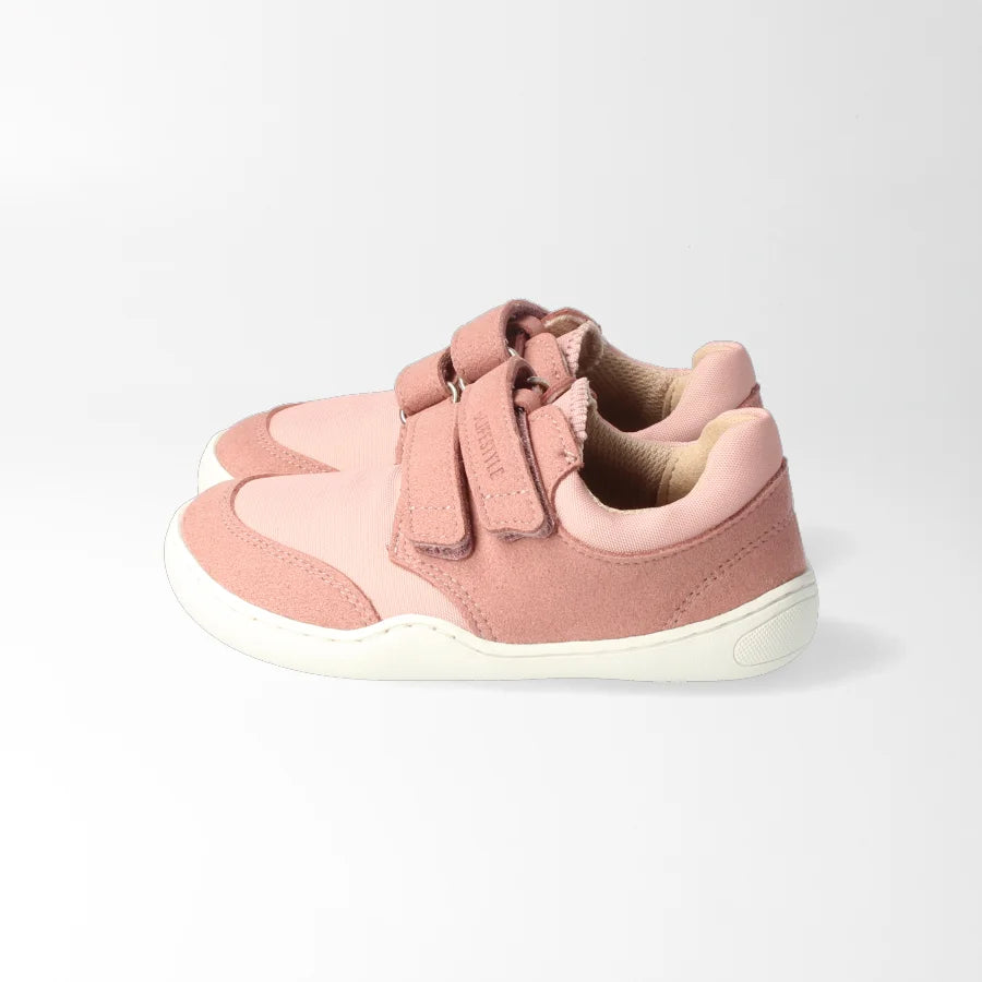 bLIFESTYLE krokodilSTYLE | Veganer Kinder-Barfuß-Sneaker in altrosa, Seitenansicht