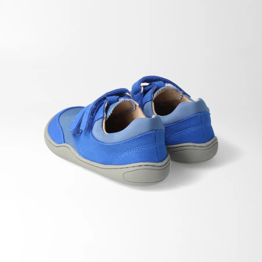 bLIFESTYLE krokodilSTYLE | Veganer Kinder-Barfuß-Sneaker in Seeblau, Ansicht hinten