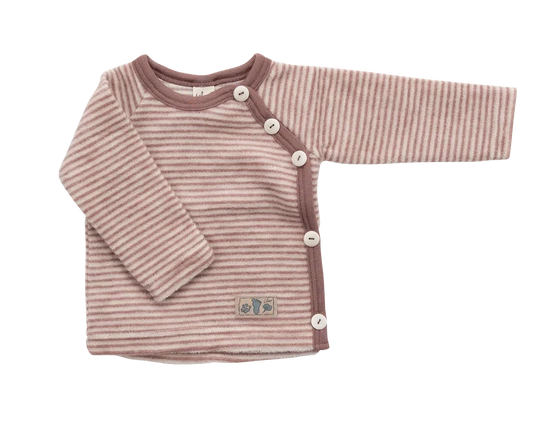 Wickeljacke mit Knopfleise aus Wollplüsch, mauve | Lilano