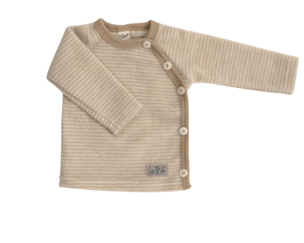 Wickeljacke mit Knopfleise aus Wollplüsch, mauve | Lilano