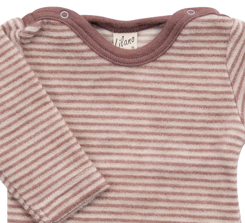 Baby-Shirt Ringel aus Wollfrottee-Plüsch, grau/natur | Lilano