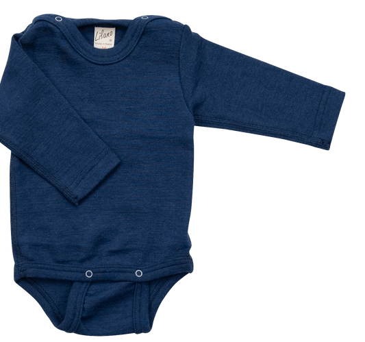 Body, Wolle/Seide, langarm, marine | Lilano