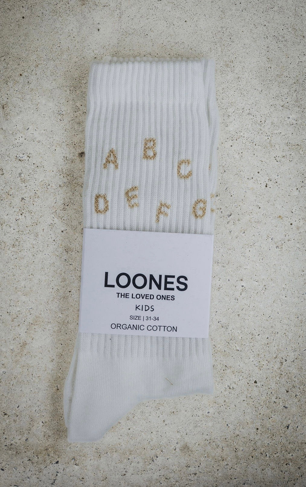 Schulkind Socken. Das ABC-Glitzer. Biobaumwolle | LOONES