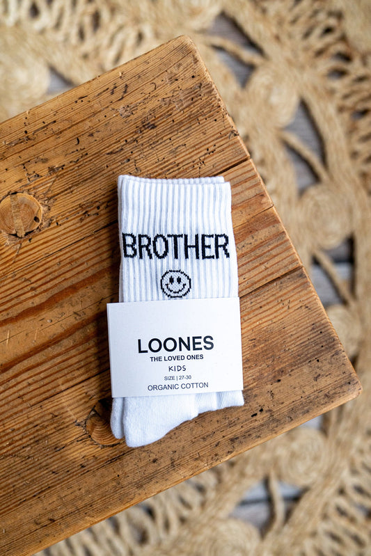Tennisocken mit Schriftzug "Brother". Biobaumwolle | LOONES