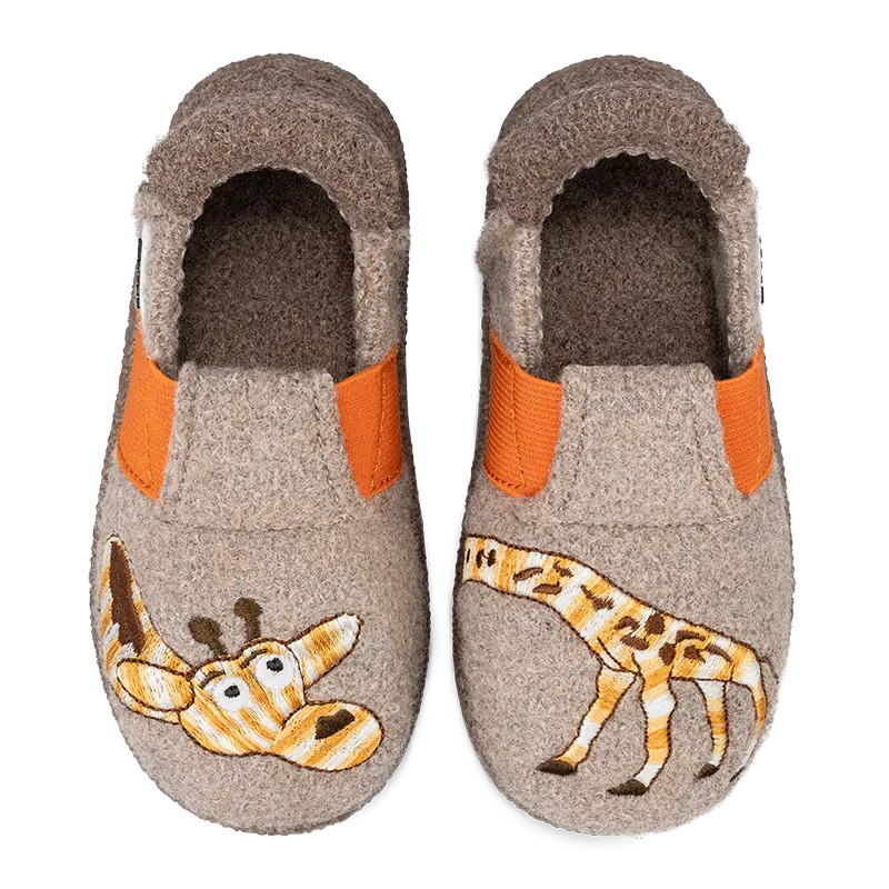 Hausschuhe. Wolle. Giraffe. beige | Nanga
