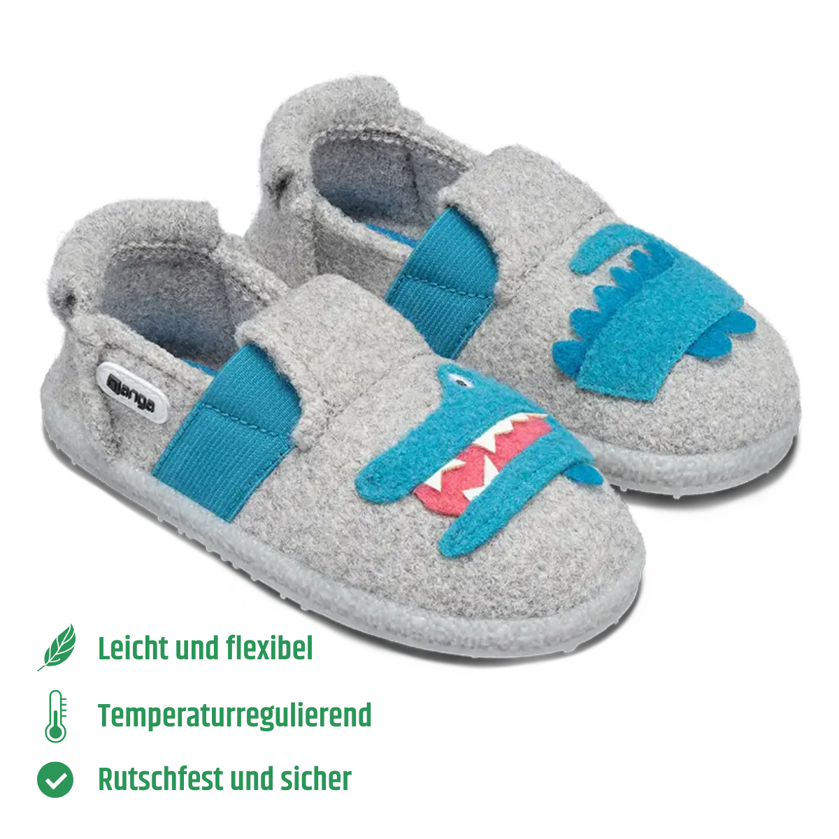Hausschuhe. Wolle. Funny Croco. grau | Nanga