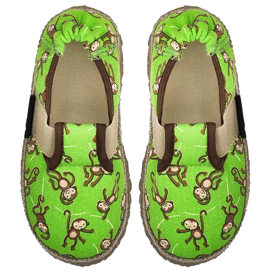 Hausschuhe für Kinder. Lustige Äffchen. Unisex. Bio-Baumwolle