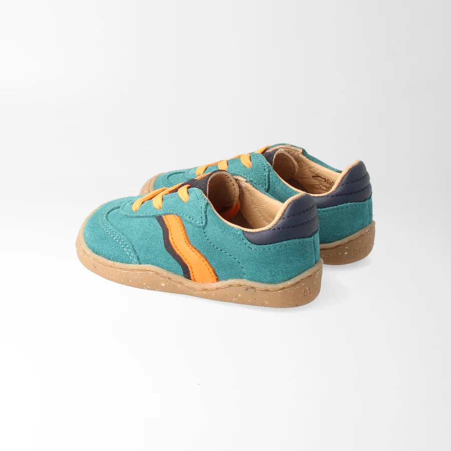 bLIFESTYLE Barfußschuh wildbieneSTYLE BABY petrol – Leder-Sneaker für erste Schritte-Ansicht hinten