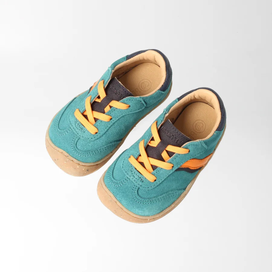 bLIFESTYLE Barfußschuh wildbieneSTYLE BABY petrol – Leder-Sneaker für erste Schritte-Ansicht oben